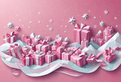 The primary subject of the image is a large pink bow, which is the main focus of the scene. The setting is a pink background, which adds to the overall mood of the image. The visual style is a combination of digital art and illustration, creating a unique and eye-catching design. The colors and mood of the image are predominantly pink, which gives it a warm and inviting atmosphere.